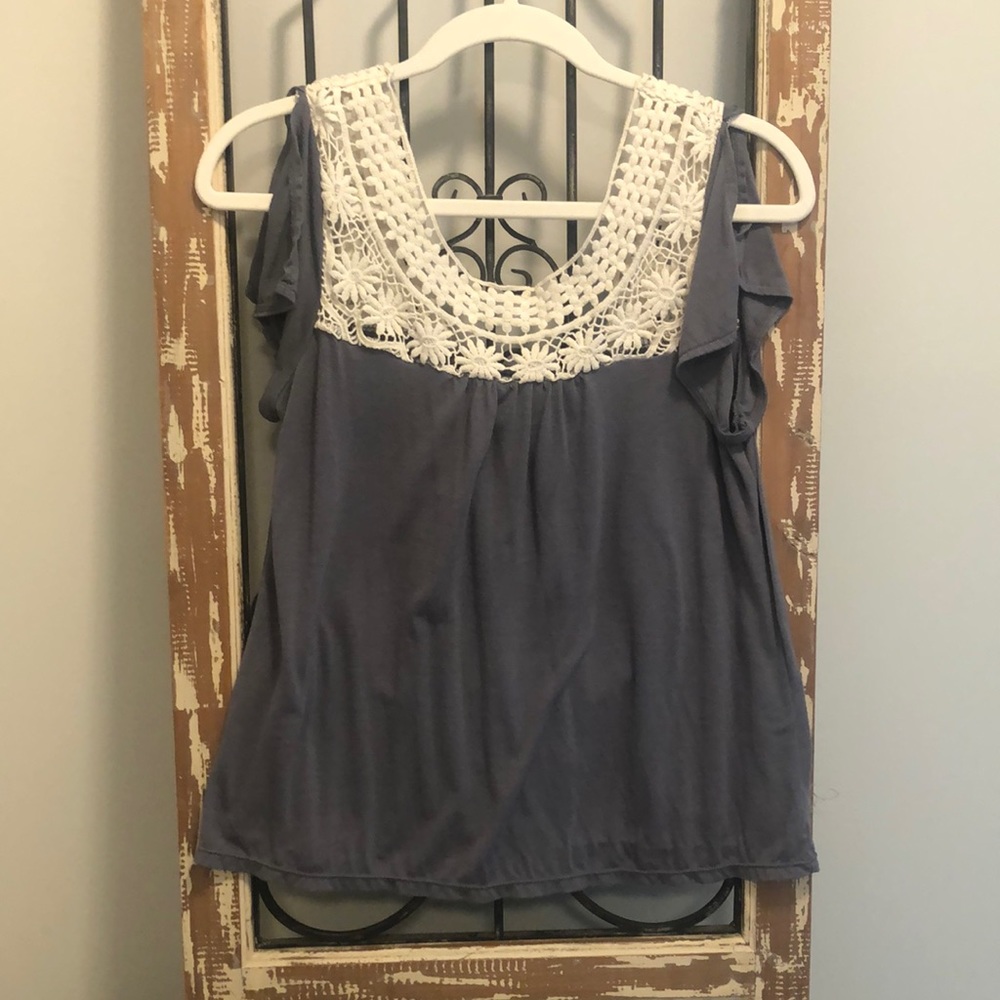 American eagle cream and grey top size medium